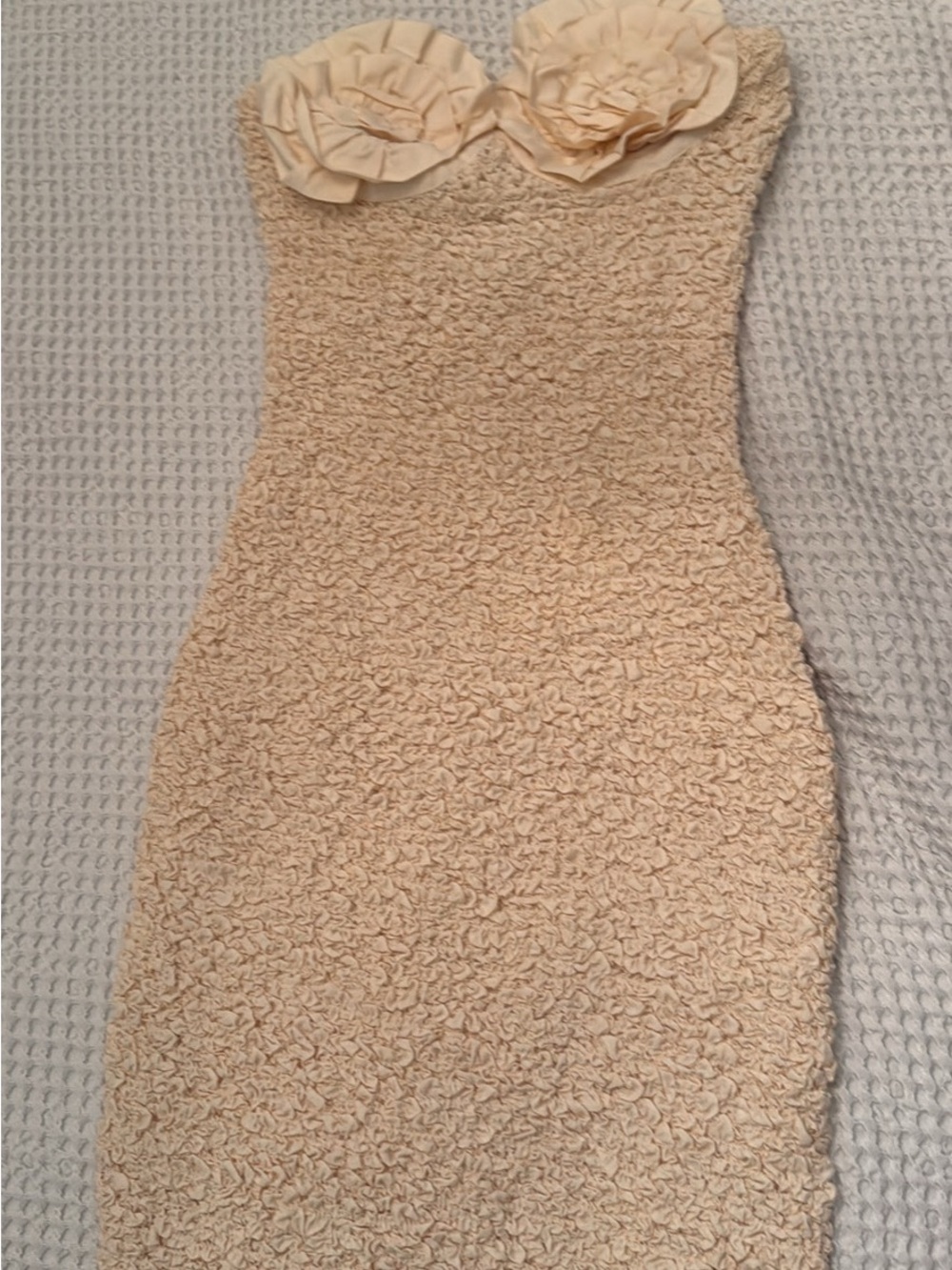Mara Hoffman Strapless Cream Textured Floral Bust Dress